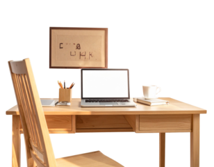 Remote Worker Focused on Laptop at Organized Home Office Desk