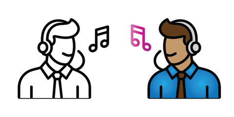 Man Listening Song Vector Icon. Line Art Icon.Illustration