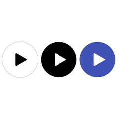 White and Blue Play Button Icons &ndash; Multimedia Forward Symbols