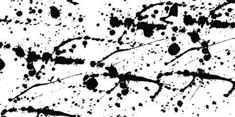 Naklejka premium Abstract grunge paint splatter texture with black and gray drops on white surface isolated on white background