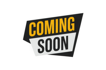 Coming soon sign modern typography design element isolated on white background