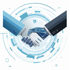 Technological Collaboration: A Symbolic Handshake Blending Humanity and Artificial Intelligence