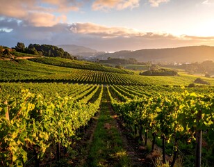 Vineyard landscape at sunrise