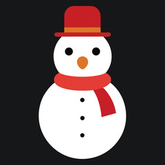 Vector illustration of a snowman with a hat and scarf
