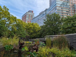 Overview of Tribeca and Battery Park City in late summer, New York, NY - September 2025
