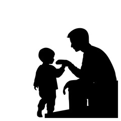 Father and child share a touching moment on steps during sunset