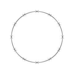 Barbed wire circle isolated on white background