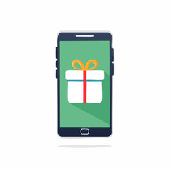 Mobile shopping application with a gift box icon for online celebration and gifting promotion