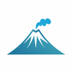 Stylized volcano illustration with smoke emerging from the crater against white backdrop