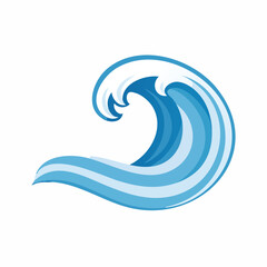 Stylized blue ocean wave illustration with white accents on a clean background