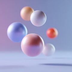 abstract 3D spheres floating over soft pastel gradient