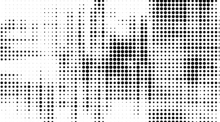 A mesmerizing pattern of black dots cascades across a clean white background, forming an abstract arrangement that creates a visually dynamic and intriguing digital backdrop