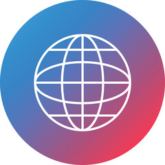 Worldwide Line Gradient Circle Background Icon