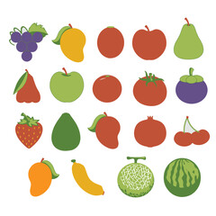 fruits vector, fruit silhouette, fruits icons