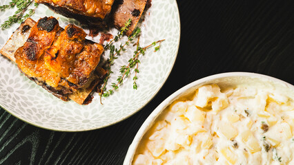 Tender, fall-off-the-bone beef short ribs served with a classic Brazilian potato mayonnaise salad. A hearty and comforting meal that showcases delicious homestyle cooking.