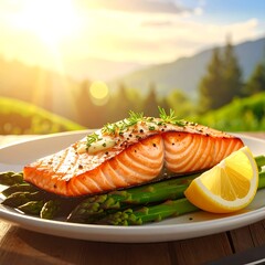 Grilled salmon with asparagus and lemon (2)