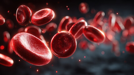 Red blood cells, erythrocytes, in vessels, microscopic image