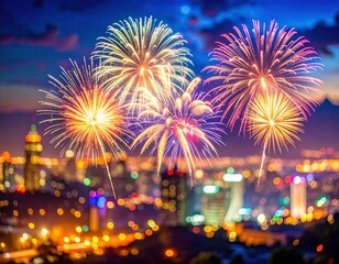 Obraz premium Sparkler Glow with Blurred City Lights – Festive Night Celebration Background