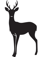 Dog and Deer Silhouette Vector Set – Big Dog, Small Dog, Sitting Dog, Playful Dog, Doe and Deer Wildlife Silhouettes