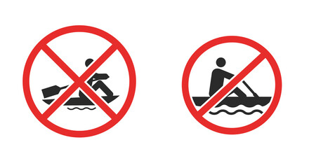 Obraz premium Prohibited activities no boating or swimming allowed warning sign illustration