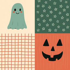 halloween seamless pattern with pumpkins