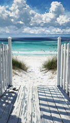 beach landscape with white sand in summer