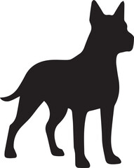 Dog and Deer Silhouette Vector Set – Big Dog, Small Dog, Sitting Dog, Playful Dog, Doe and Deer Wildlife Silhouettes