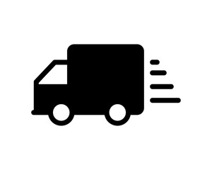 Delivery truck icon with speed lines, representing fast delivery, rapid transportation, or expedited shipping services. Ideal for use in logistics, delivery tracking, and e-commerce applications