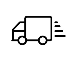 Delivery truck icon with speed lines, representing fast delivery, rapid transportation, or expedited shipping services. Ideal for use in logistics, delivery tracking, and e-commerce applications
