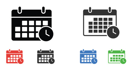 Calendars with clock icons showing scheduling and time management concepts