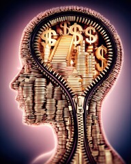 financial mindset illustration Financial Mindset Concept with Coins and Dollar Symbols