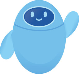 Cute Blue Robot Waving 