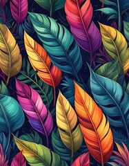 Vibrant Colorful Tropical Leaves.