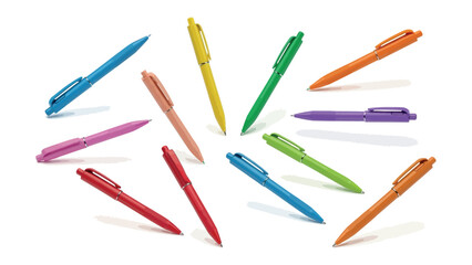 Colorful Pen Array: A vibrant collection of assorted colorful pens meticulously arranged, ready to add a splash of creativity to your next project.