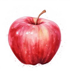 赤いリンゴの水彩画孤立した背景のクローズアップ