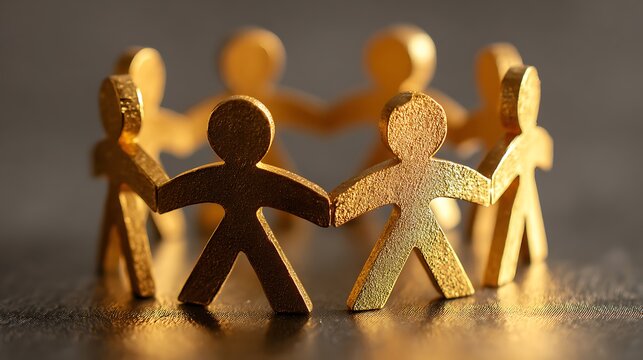 Golden teamwork symbol people group collaboration partnership connection cooperation unity business.