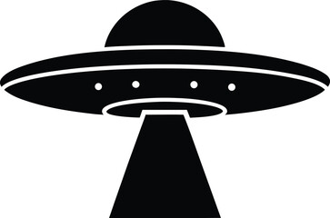 Flying saucer UFO silhouette vector art illustration