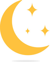 Golden crescent moon and sparkly stars on a white background © mohammad