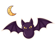  Bat and Crescent Moon. For fairy tales and Halloween.