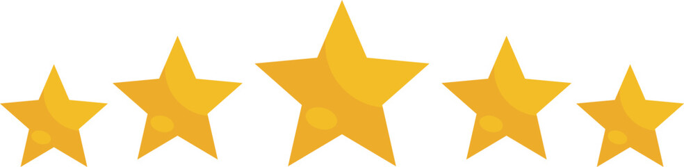 A row of five golden stars of varying sizes