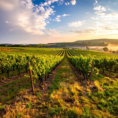Fototapeta premium Vineyard sunrise landscape