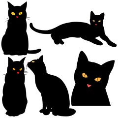 Minimalist Cat Silhouette Icons – Elegant Pet Vector Collection for Design and Logo