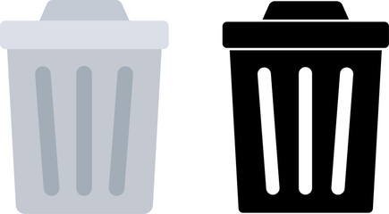 Two trash can icons one color one silhouette