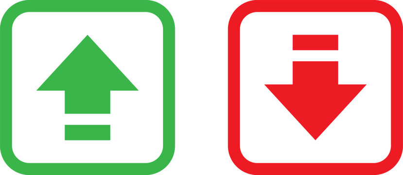 Green up arrow and red down arrow symbols