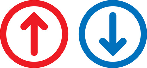 Red up arrow and blue down arrow icons