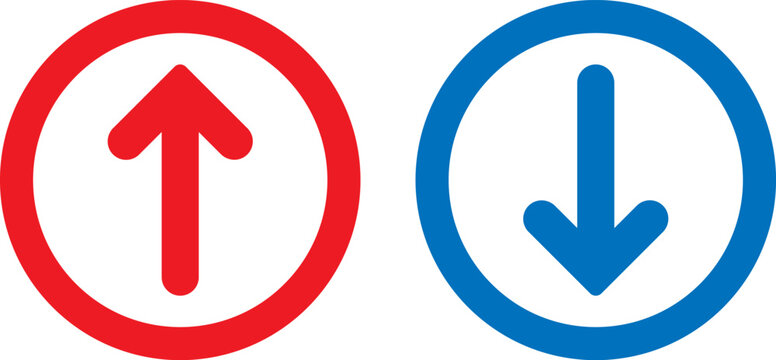 Red up arrow and blue down arrow icons