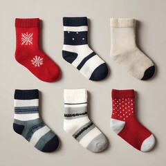 Christmas socks set against blank minimalist background