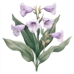 白い背景に薄紫色の花束の絵画イラスト