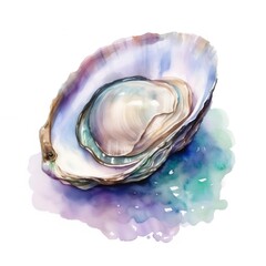 ソフトブルーの水彩画風牡蠣の白背景
