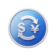 Obraz premium Dollar and Yen Currency Exchange Icon with Arrows on transparent background